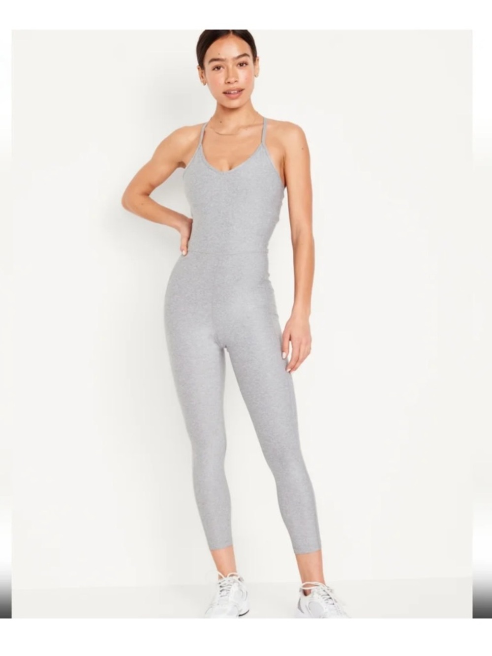 Old Navy, Heather Grey Cloud+ Sleeveless 7/8 Bodysuit